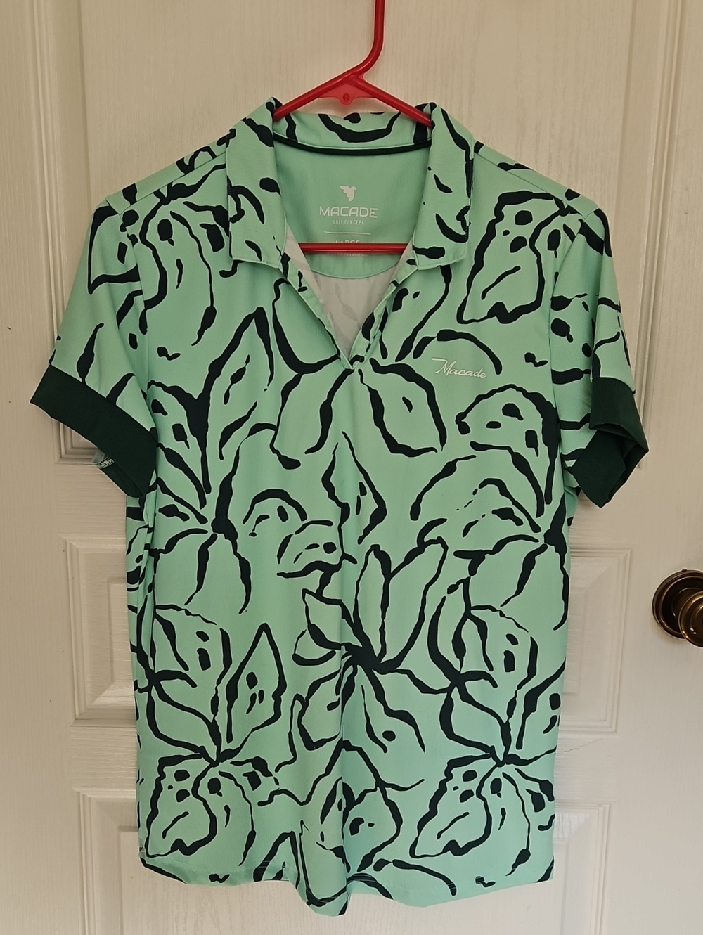 Macade Green Floral Polo Top
